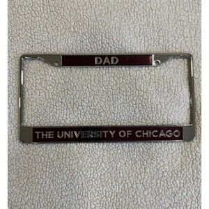 UNIVERSITY OF CHICAGO Metal License Plate Frame, Chrome Maroon